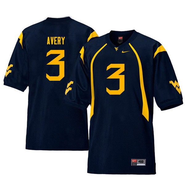 Men #3 Toyous Avery West Virginia Mountaineers Throwback College Football Jerseys Sale-Navy - Click Image to Close